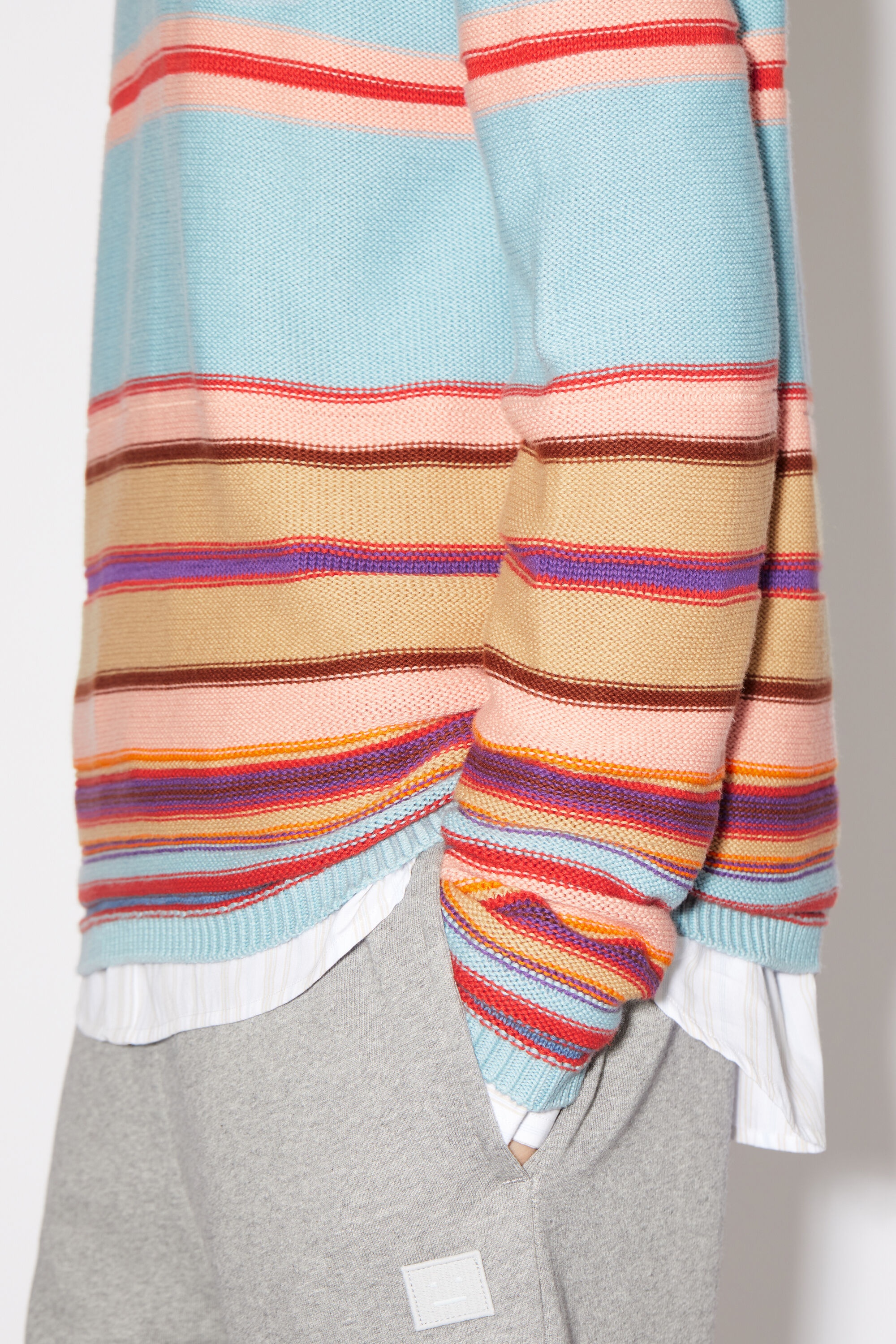 Crew neck knit jumper - Dusty blue/multi - 4