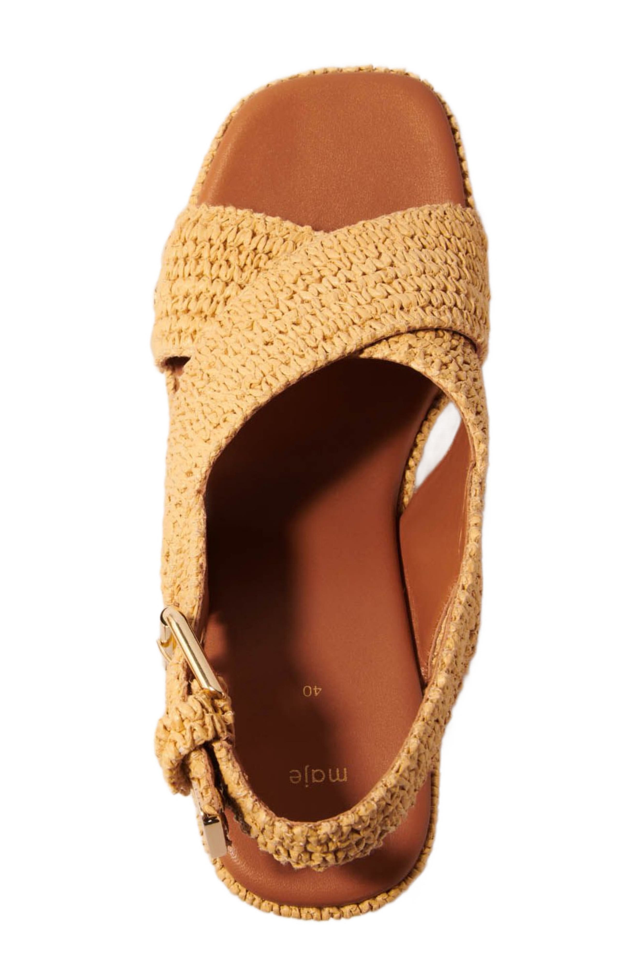 maje Wedge sandals with raffia effect in Beige Light at Nordstrom - 4