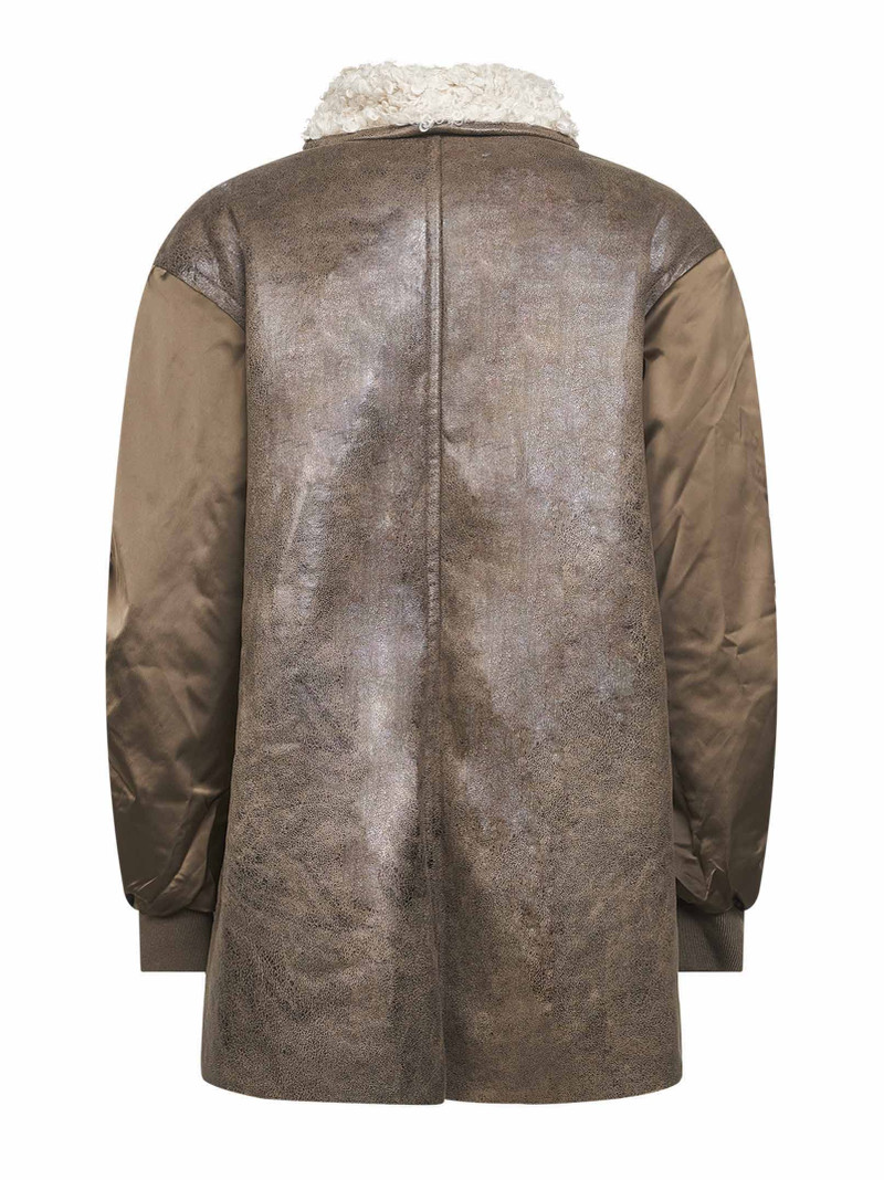 Isabel Marant Étoile Brown faux leather and satin nylon Evina coat outlook