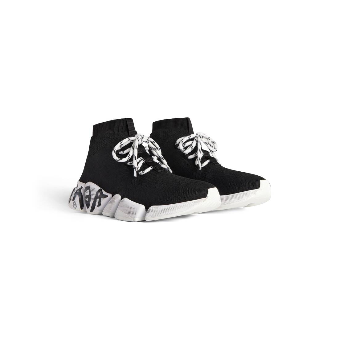 Men's Speed Recycled Knit Sneaker in Black/white