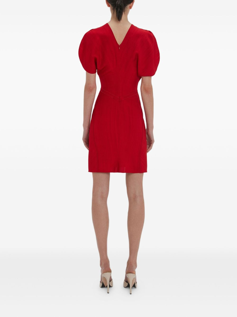gathered puff-sleeve mini dress - 4