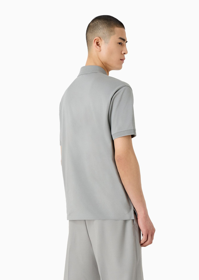 EMPORIO ARMANI Mercerized piqué polo shirt with chevron trim outlook