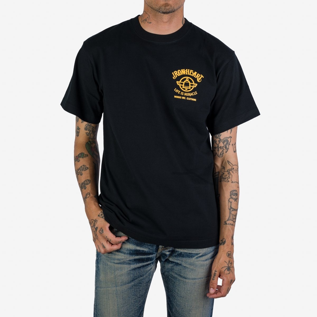 IHPT-2306-BLK 7.5oz Printed Loopwheel Crew Neck T-Shirt - Black - 3