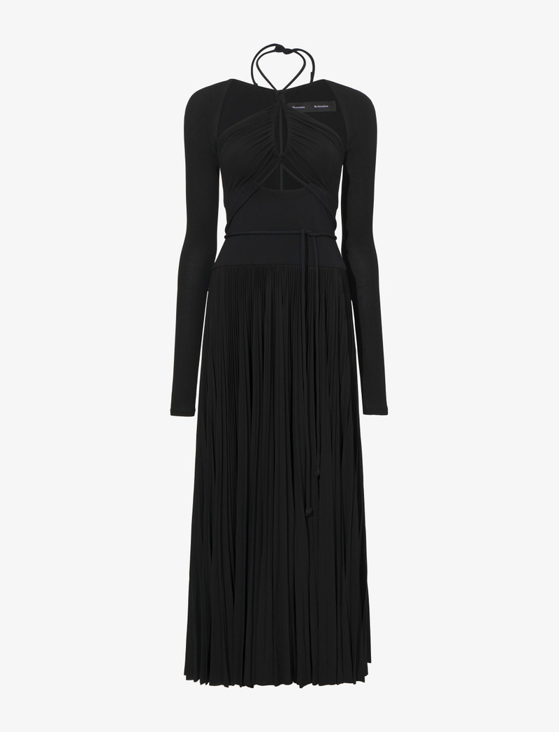 Pleated Matte Jersey Halter Dress - 1