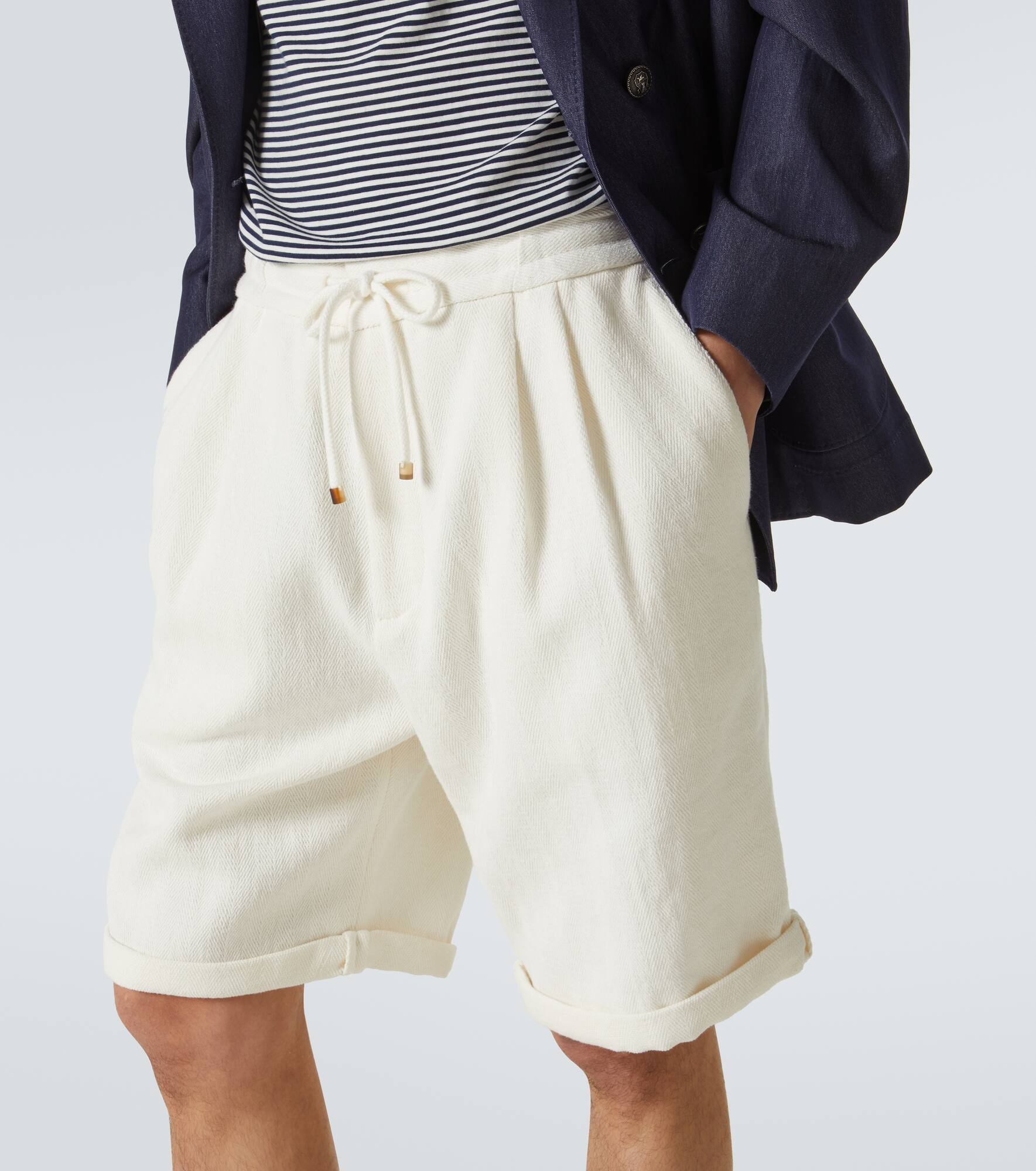Linen gabardine bermuda shorts - 5