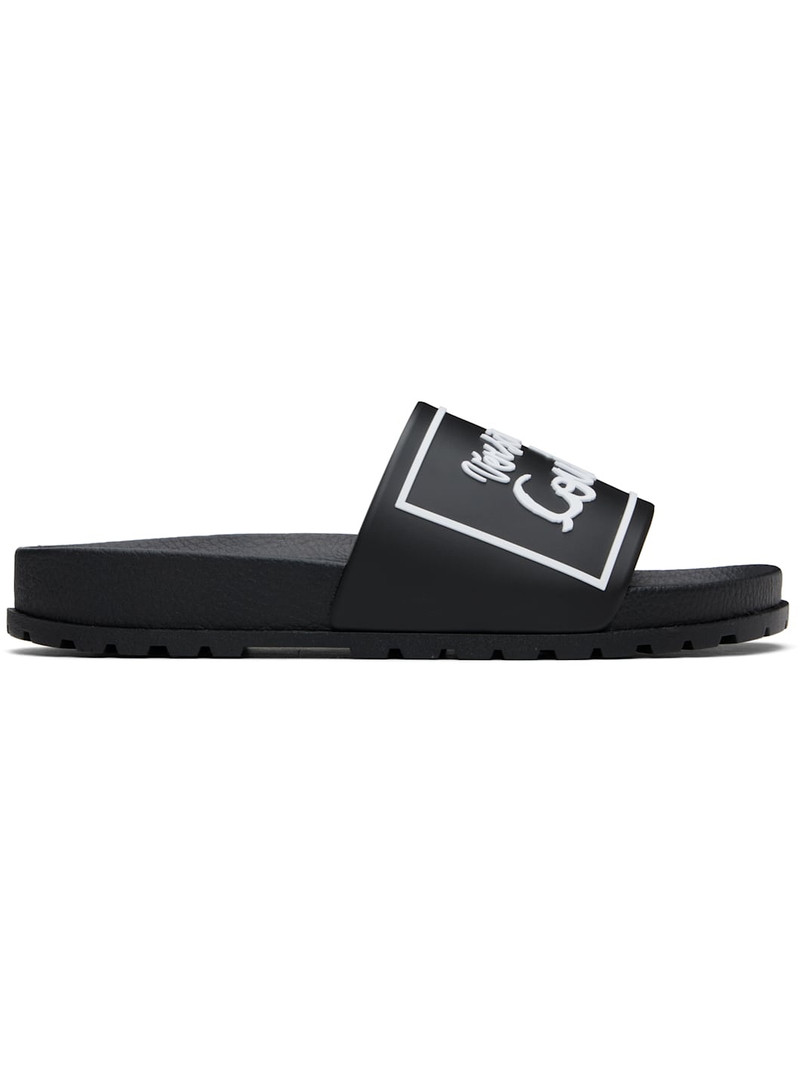 Black Logo Shelly Pool Slides - 1