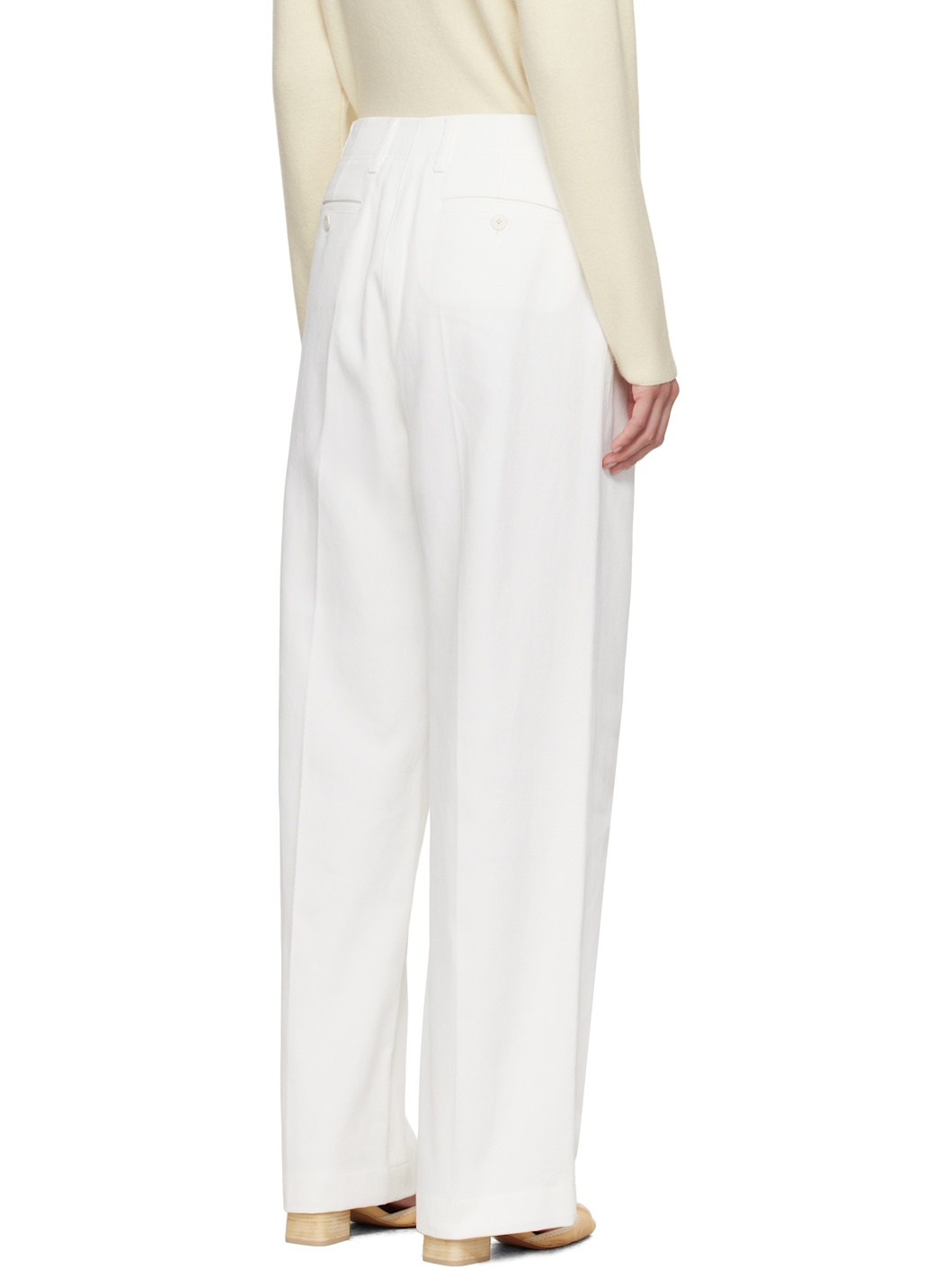White Claire Cotton Twill Trousers - 3