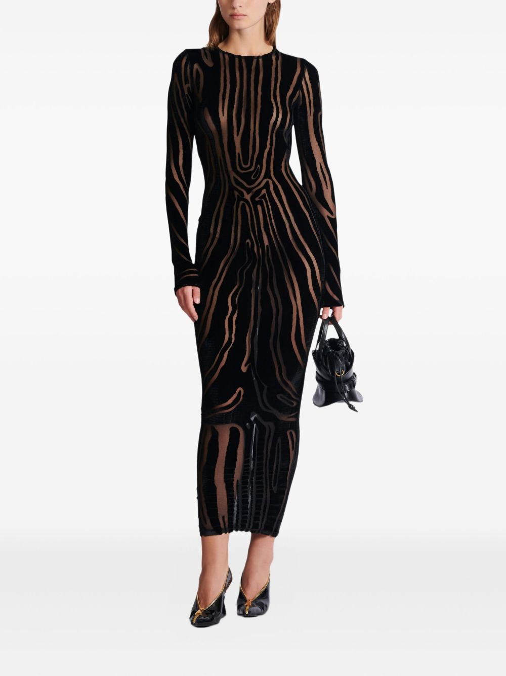 zebra-print velvet midi dress - 2