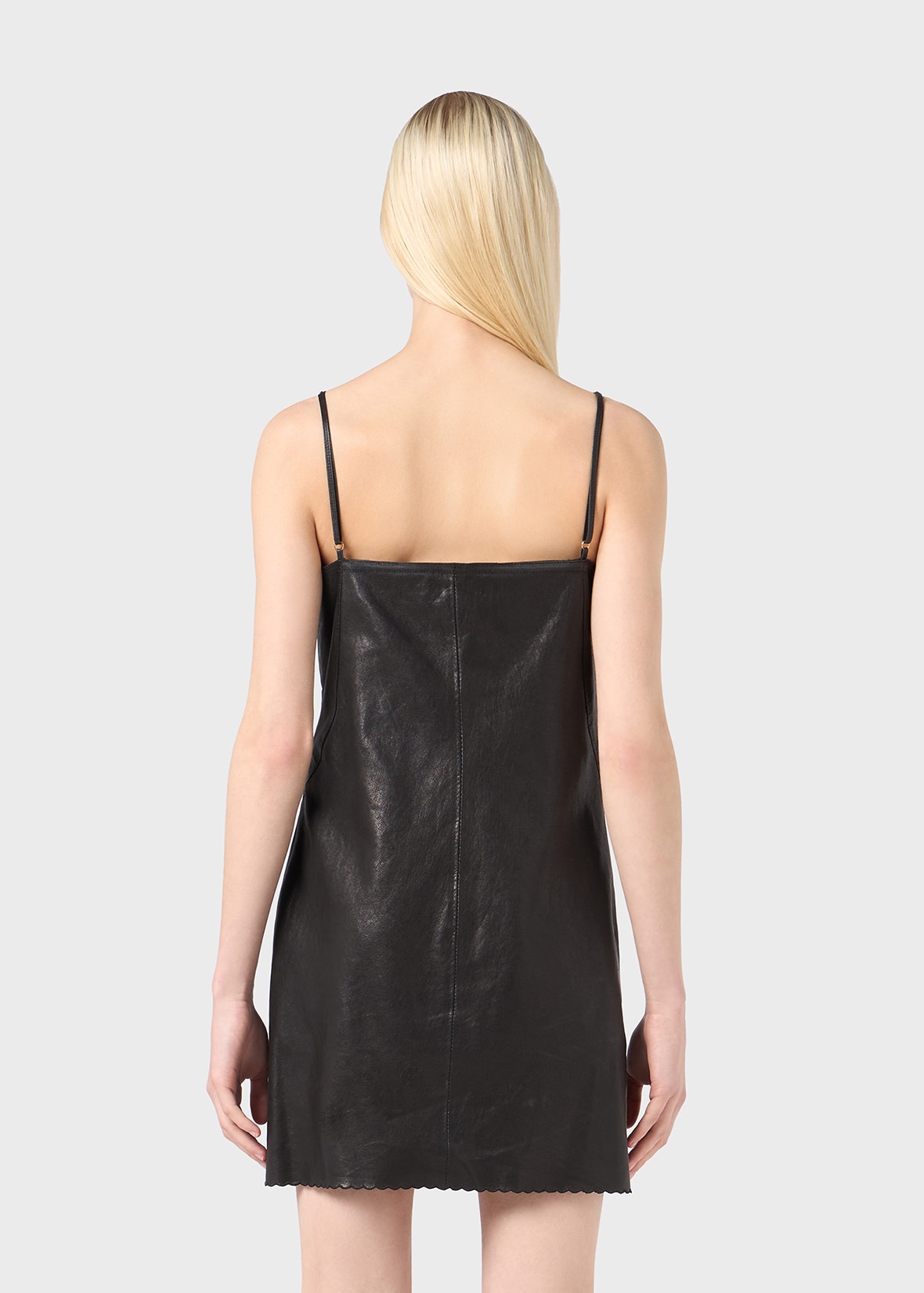 SLIP DRESS IN LEATHER WITH LACE - 4