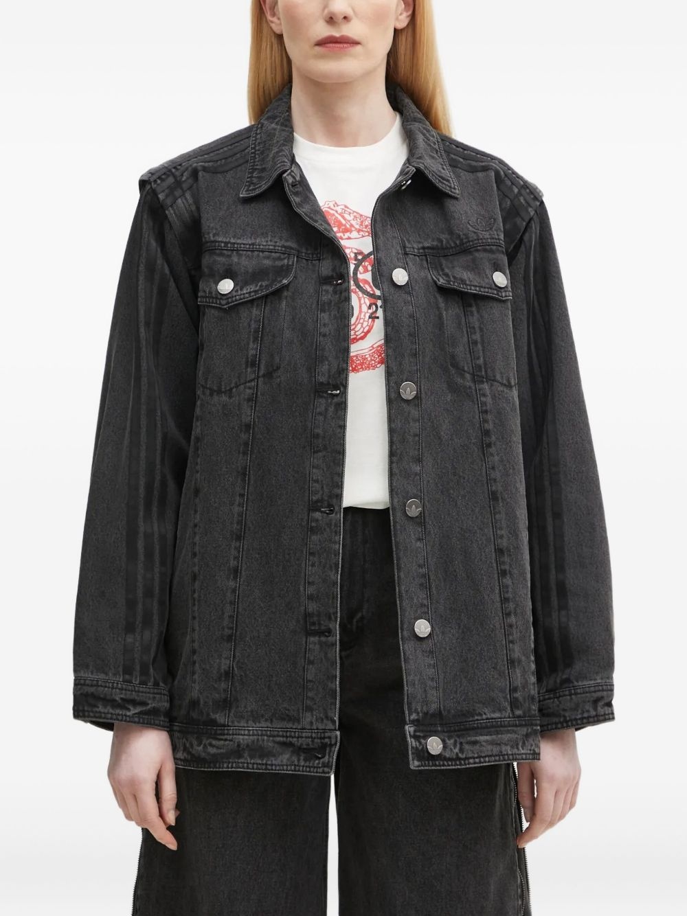 panelled denim jacket - 1