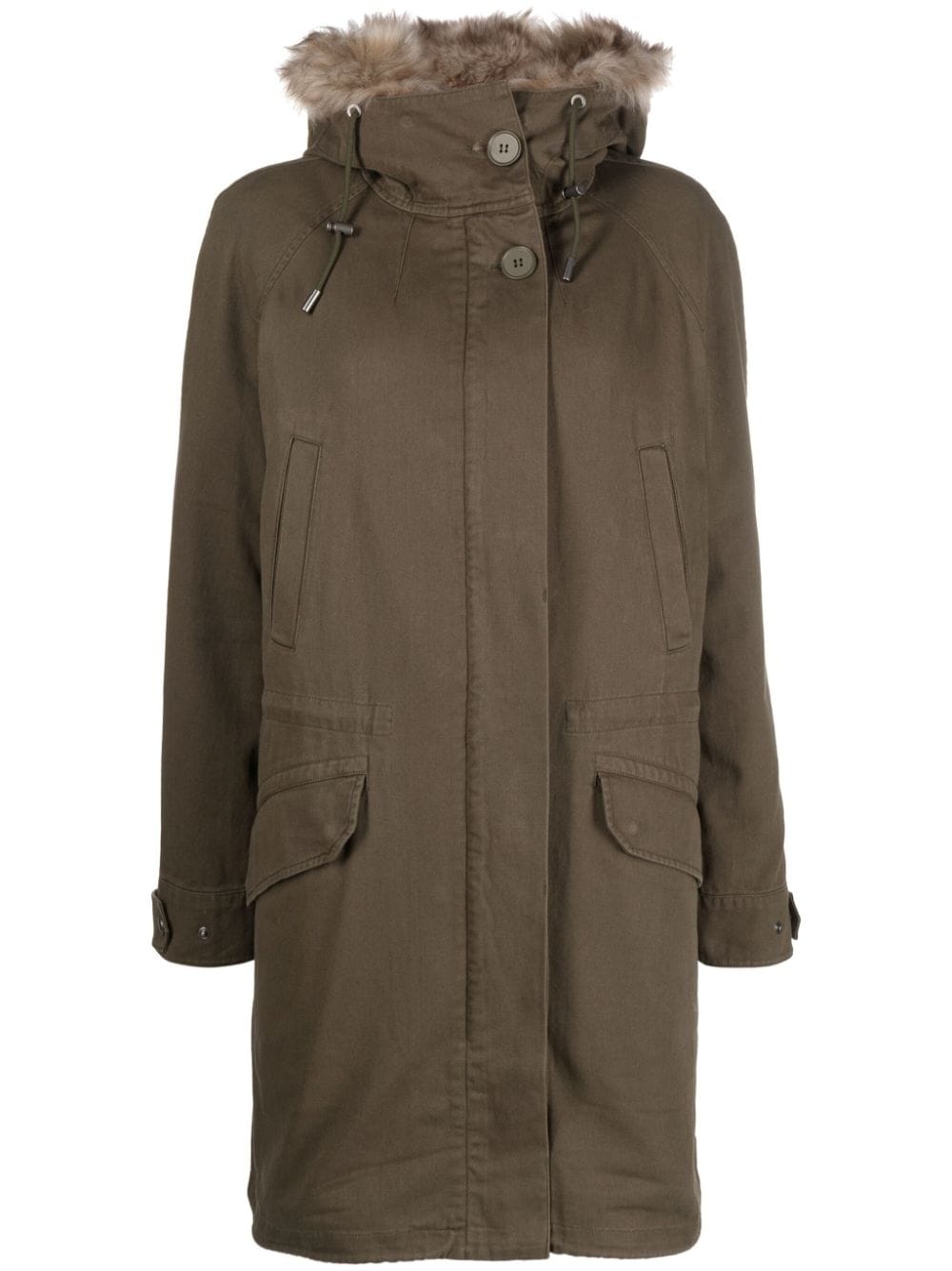 shearling-trim hooded parka - 1