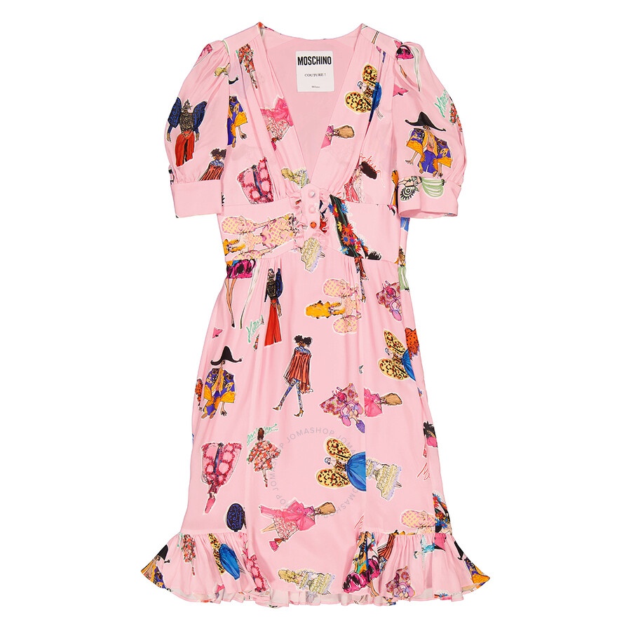 Moschino Ladies Fantasy Print Pink Illustration Print Dress - 2