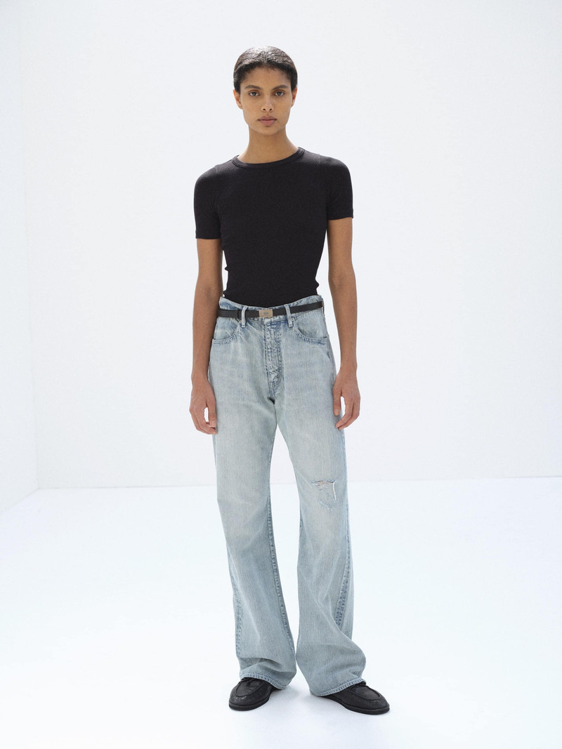 AURALEE FADED SELVEDGE LIGHT DENIM PANTS outlook