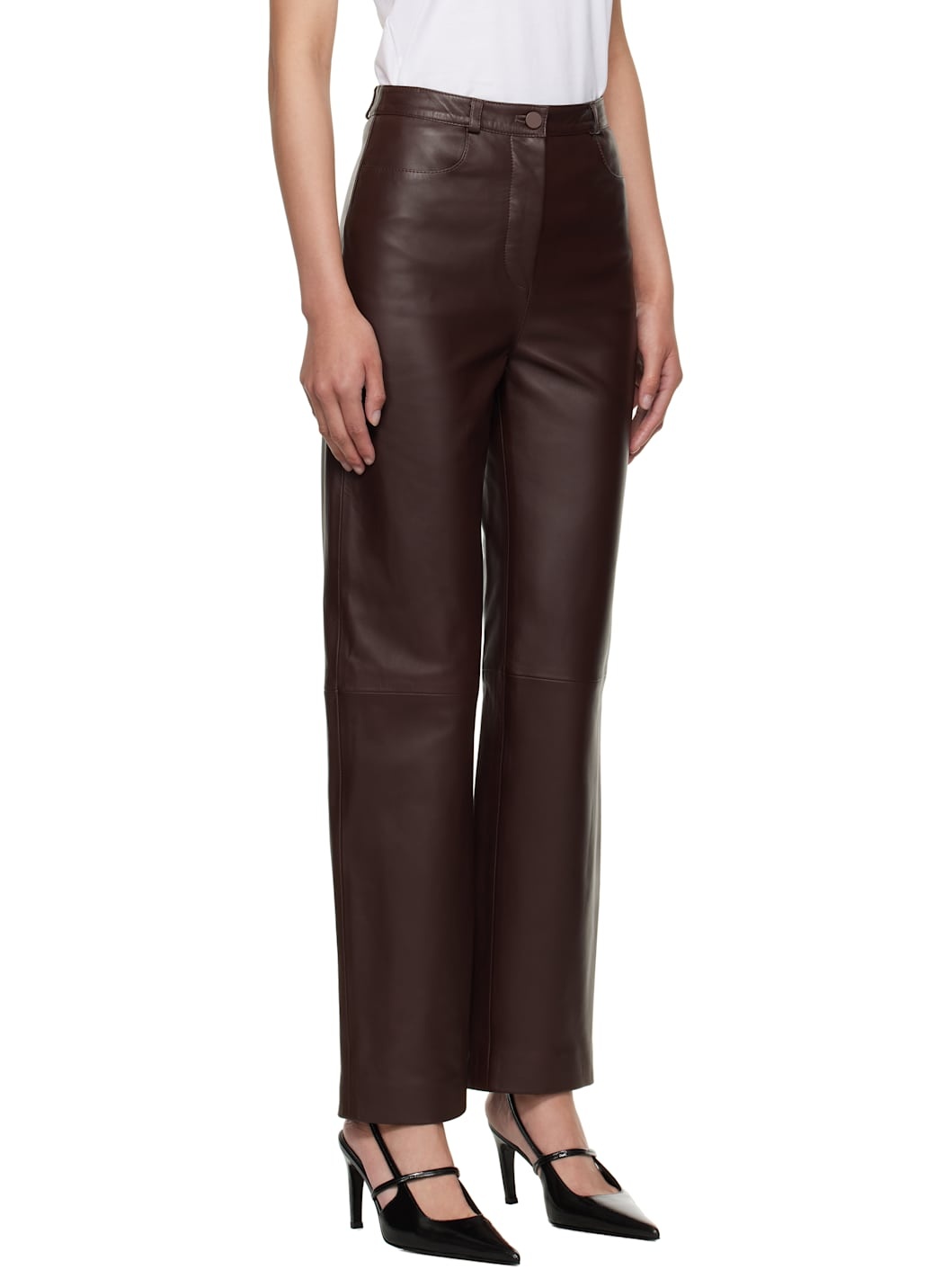 Burgundy Cobe Leather Pants - 2