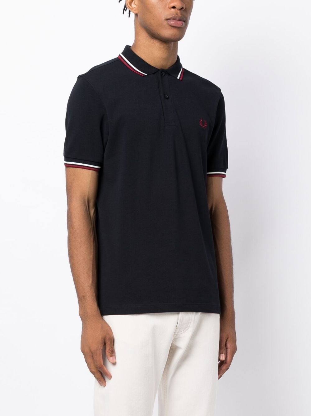 contrast-trim cotton polo shirt - 3