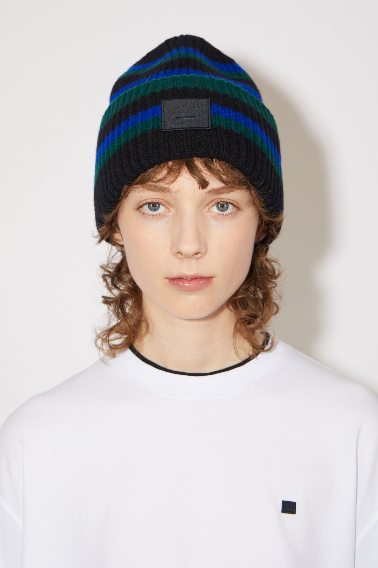 Striped Face Beanie - Black/blue - 2