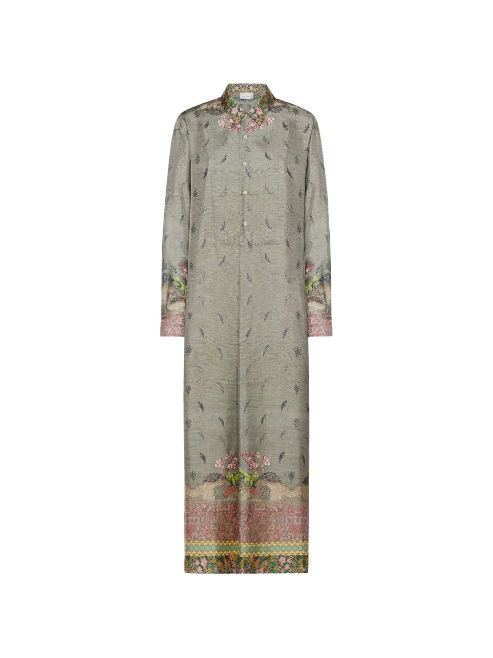 Aloe botanical-print maxi shirt dress - 1