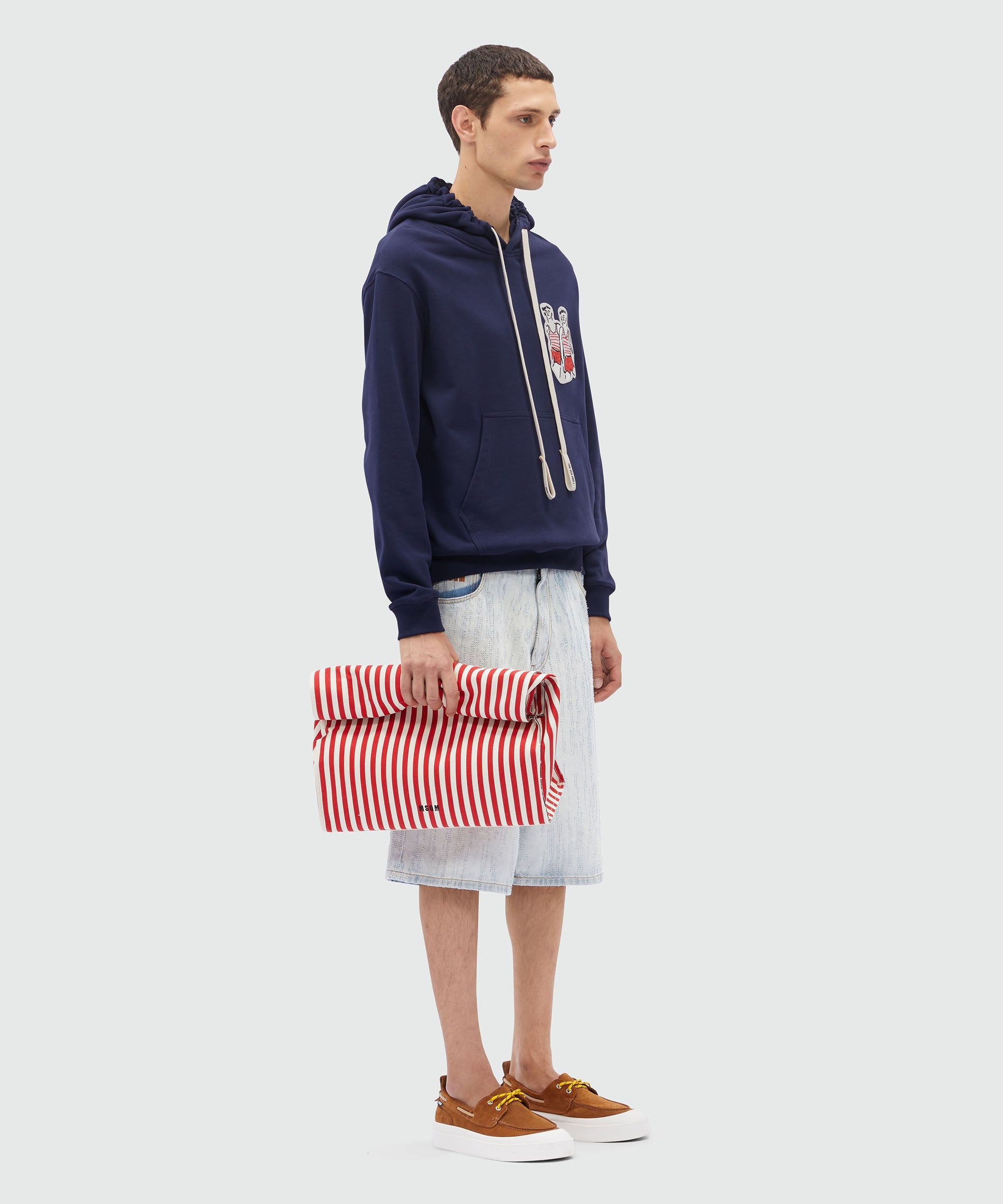 Blue jersey sweatshirt with Luke Edward Hall x MSGM graphics - 4