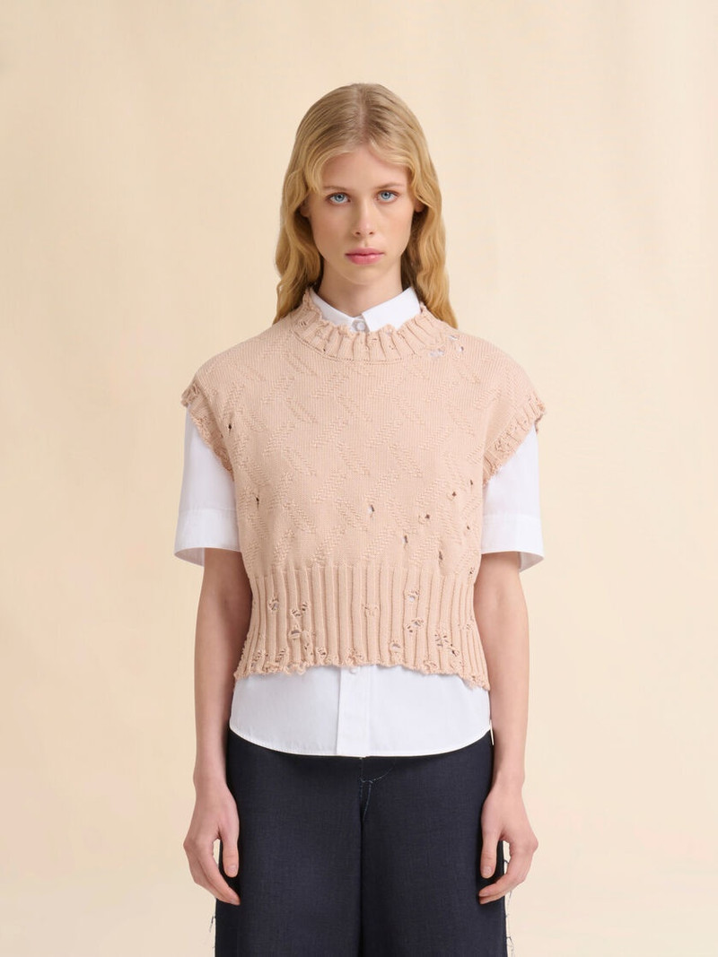Marni PALE PEACH DISHEVELLED COTTON VEST outlook