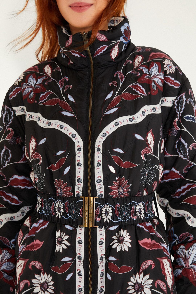 FARM RIO Black Marcelle Reversible Maxi Puffer Jacket outlook