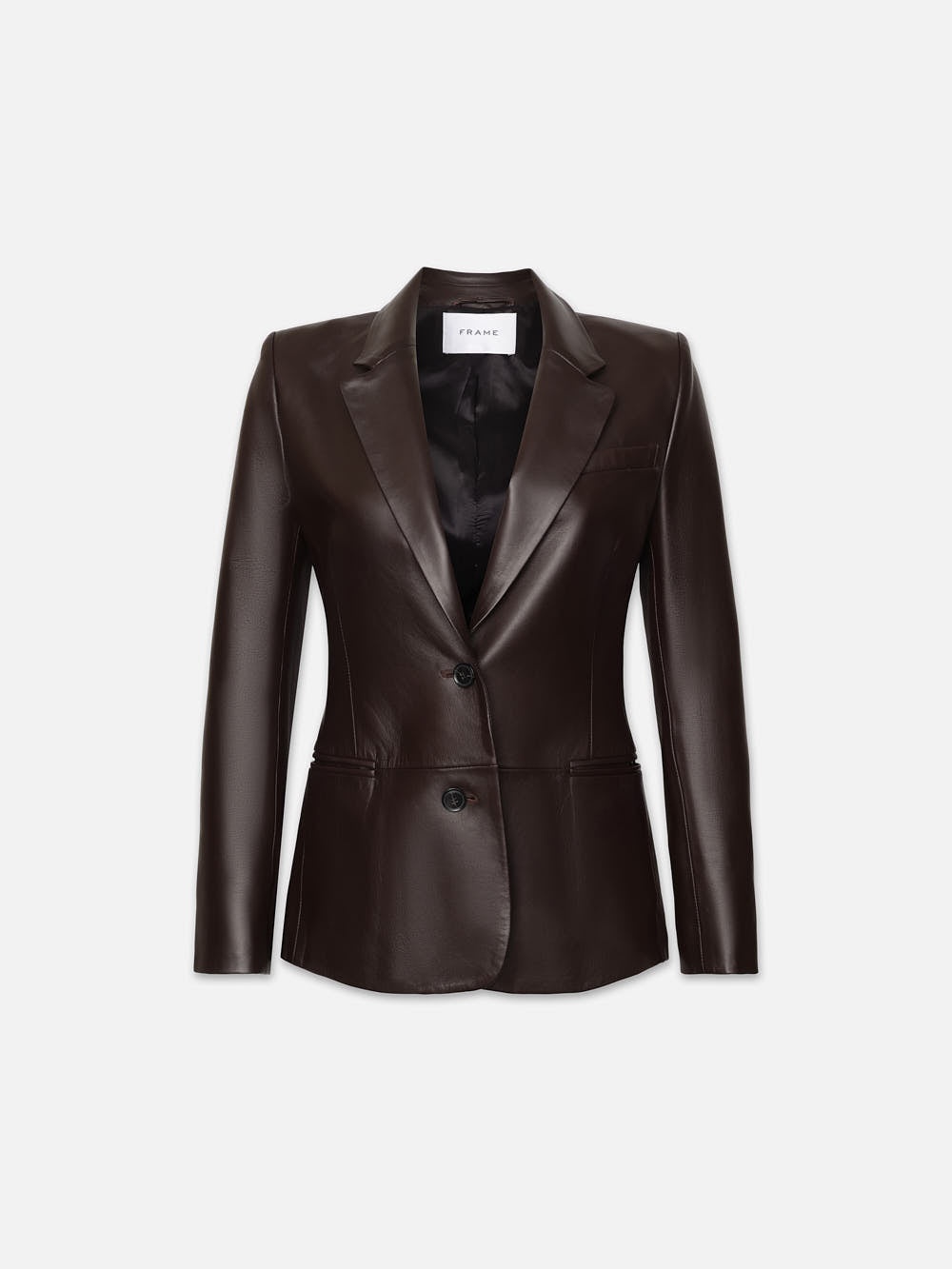 The Femme Leather Blazer in Espresso - 1
