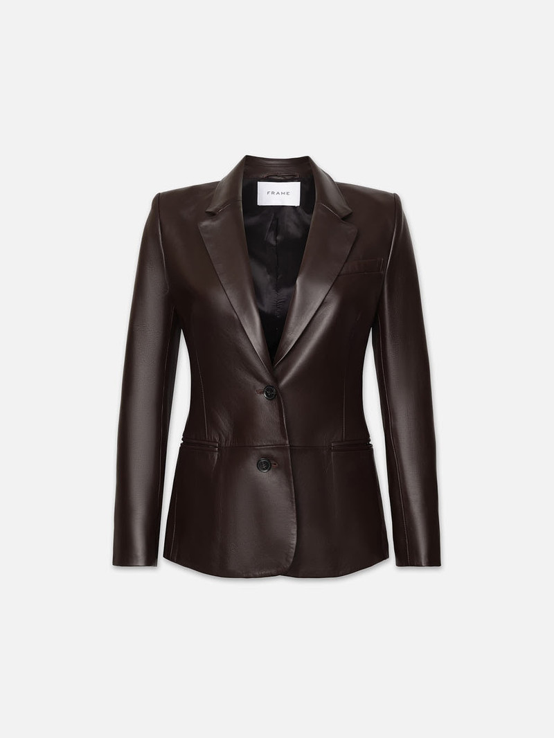 The Femme Leather Blazer in Espresso 1