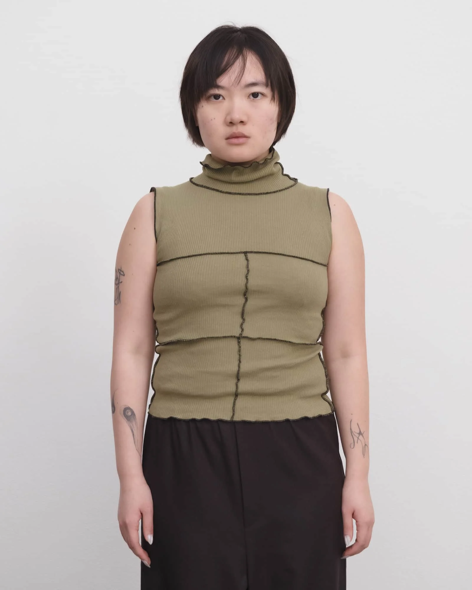 Cinder Turtleneck Tank - Recycled Cotton Rib - 1