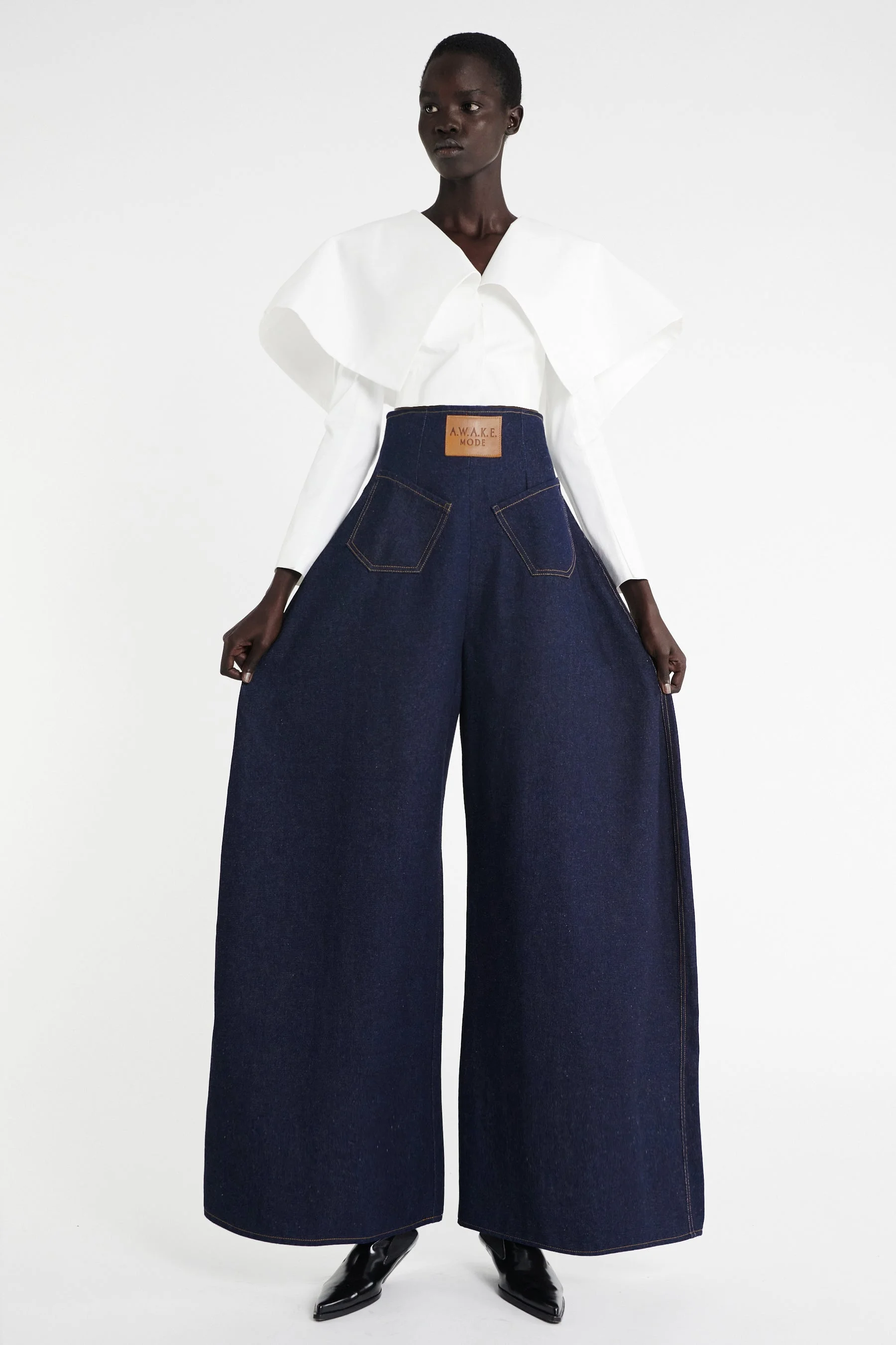 CROPPED JACKET WITH COLLAR WHITE - 1