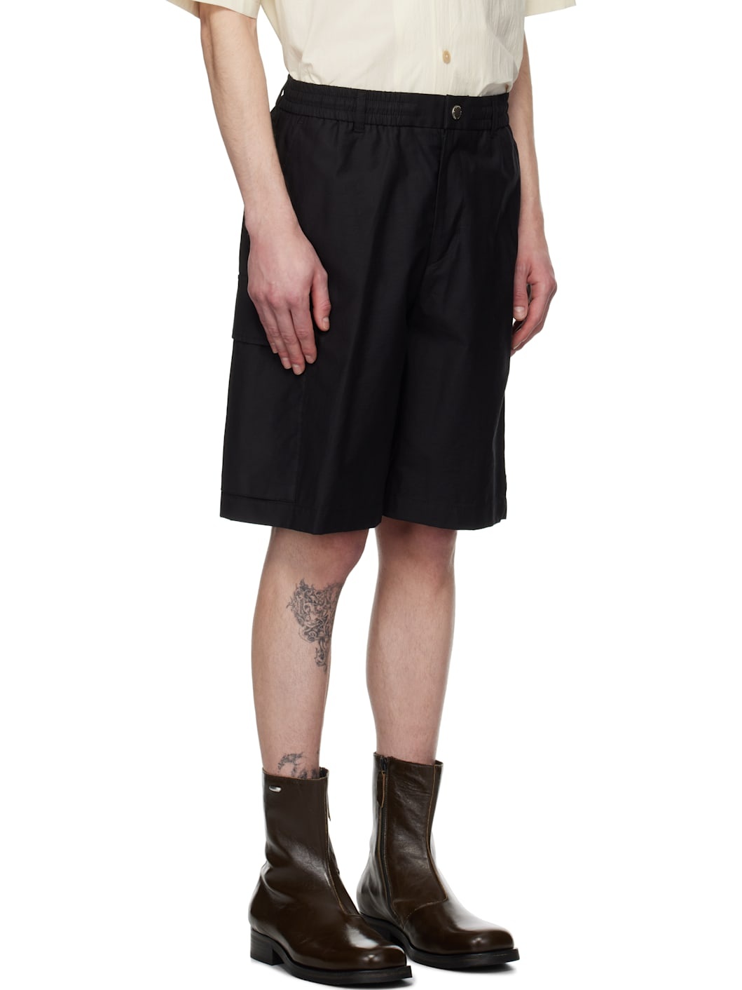 Black Drawstring Cargo Shorts - 2