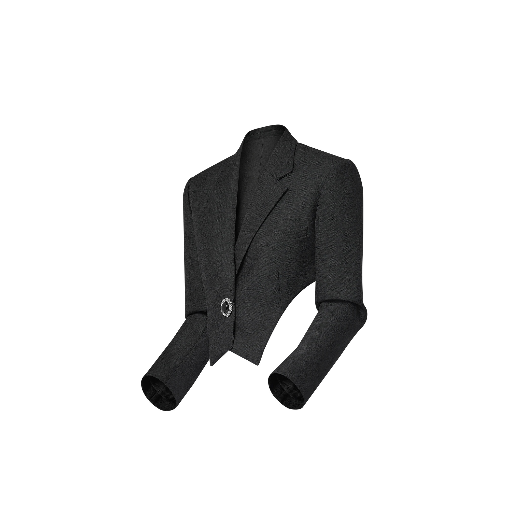 Jewel Button Cropped Blazer - 2
