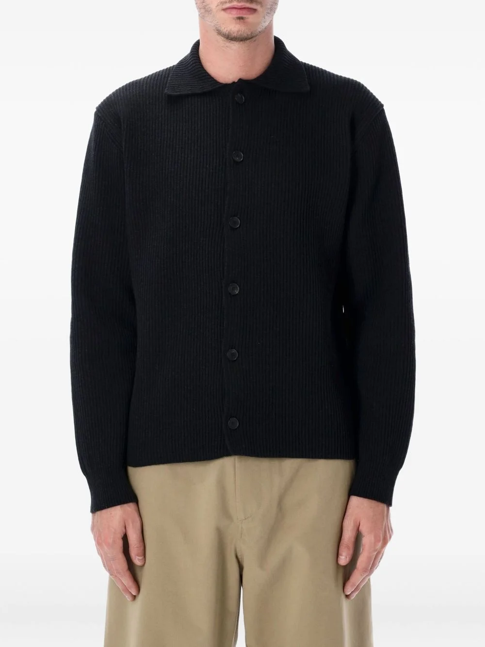 polo-collar cardigan - 1