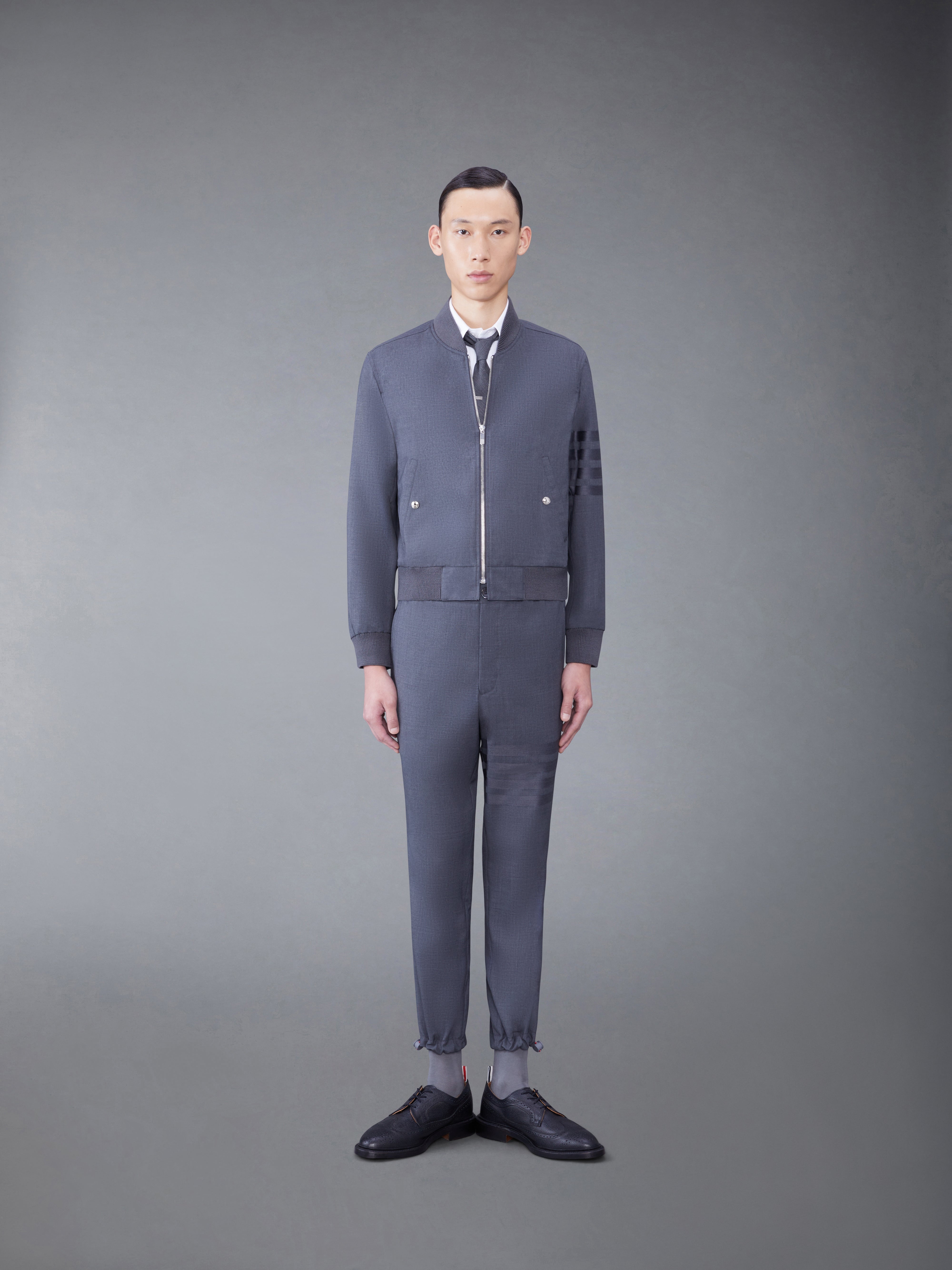PLAIN WEAVE SUITING 4-BAR BLOUSON JACKET - 3