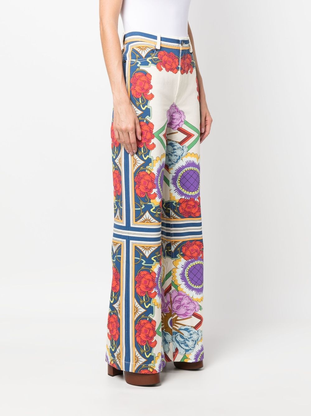 Liberty-print flared jeans - 3
