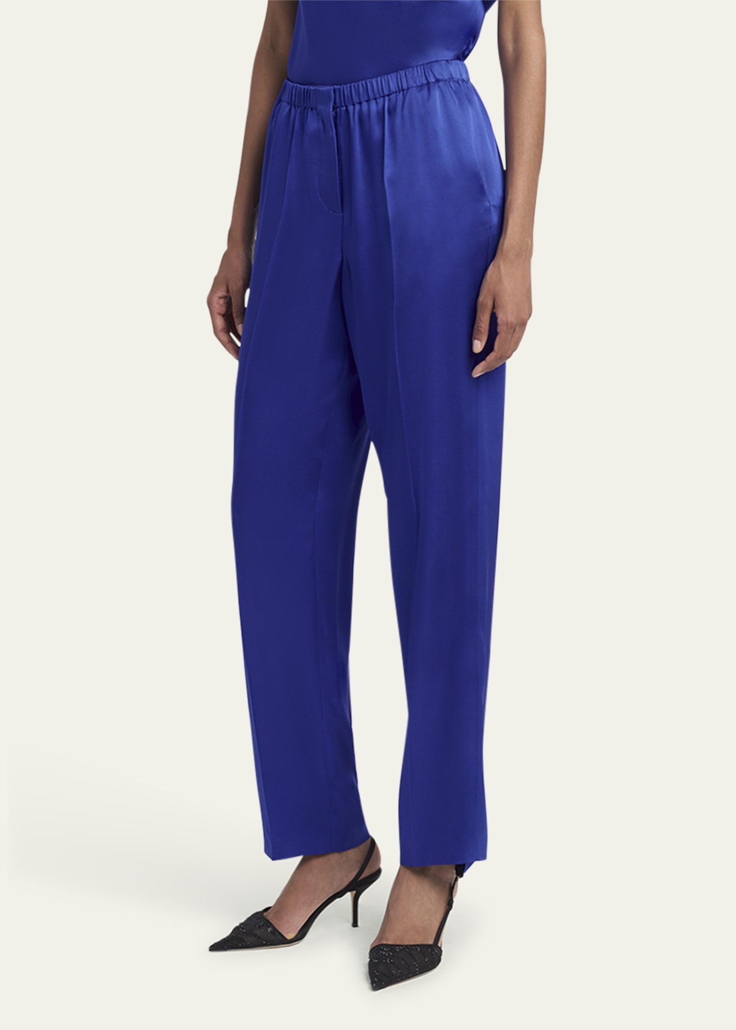 Tapered Double Satin Pants - 4