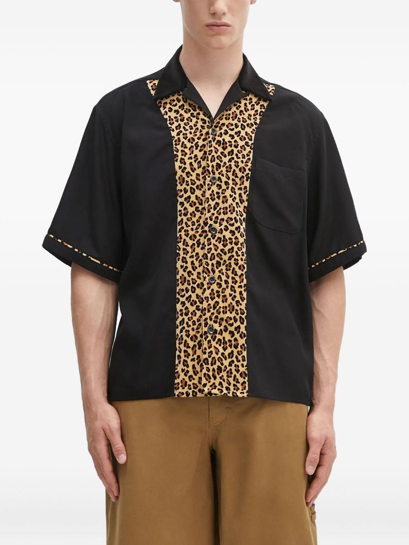 leopard-print panel shirt 1
