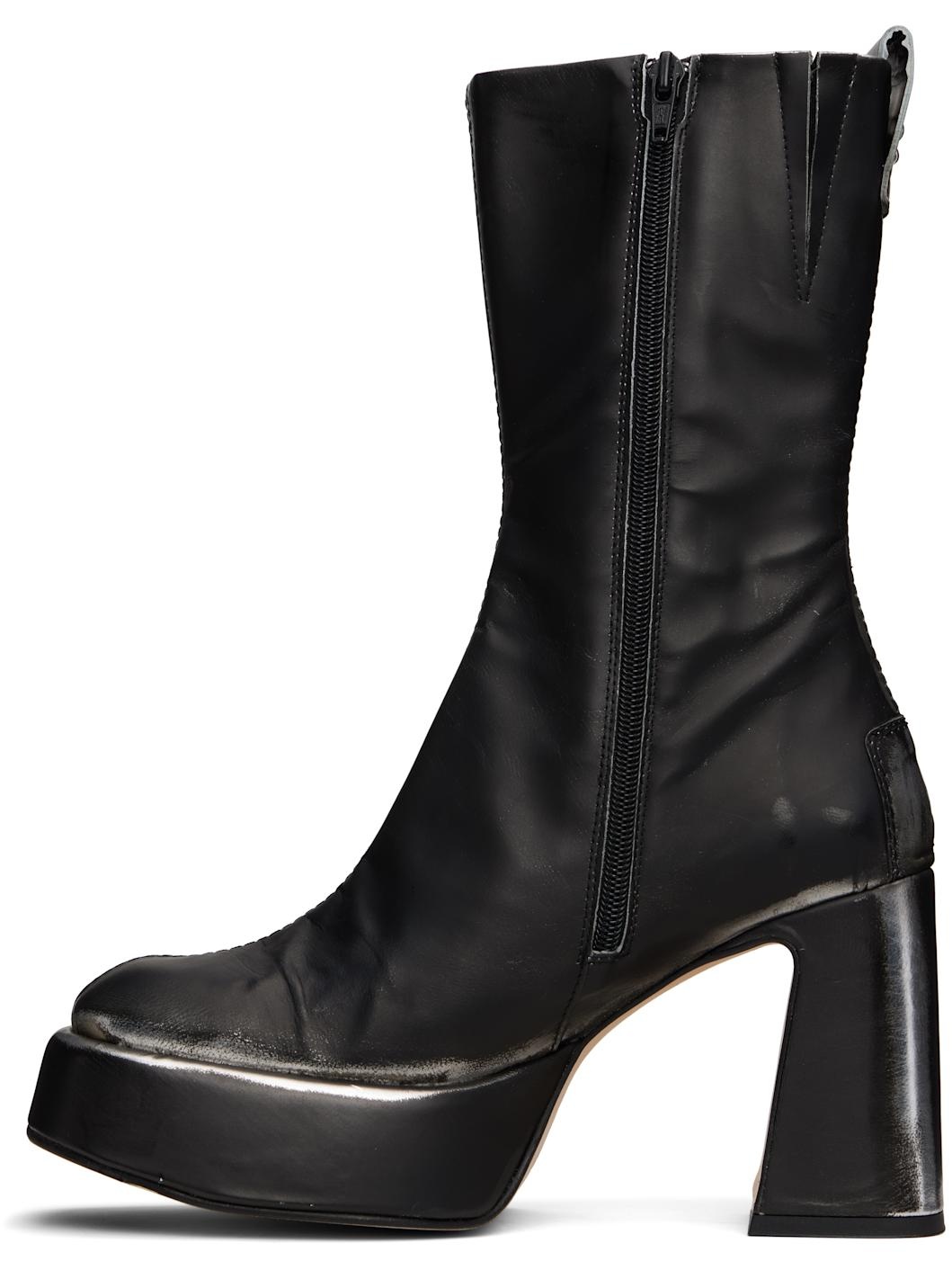 Black & White Apple Ankle Boots - 3