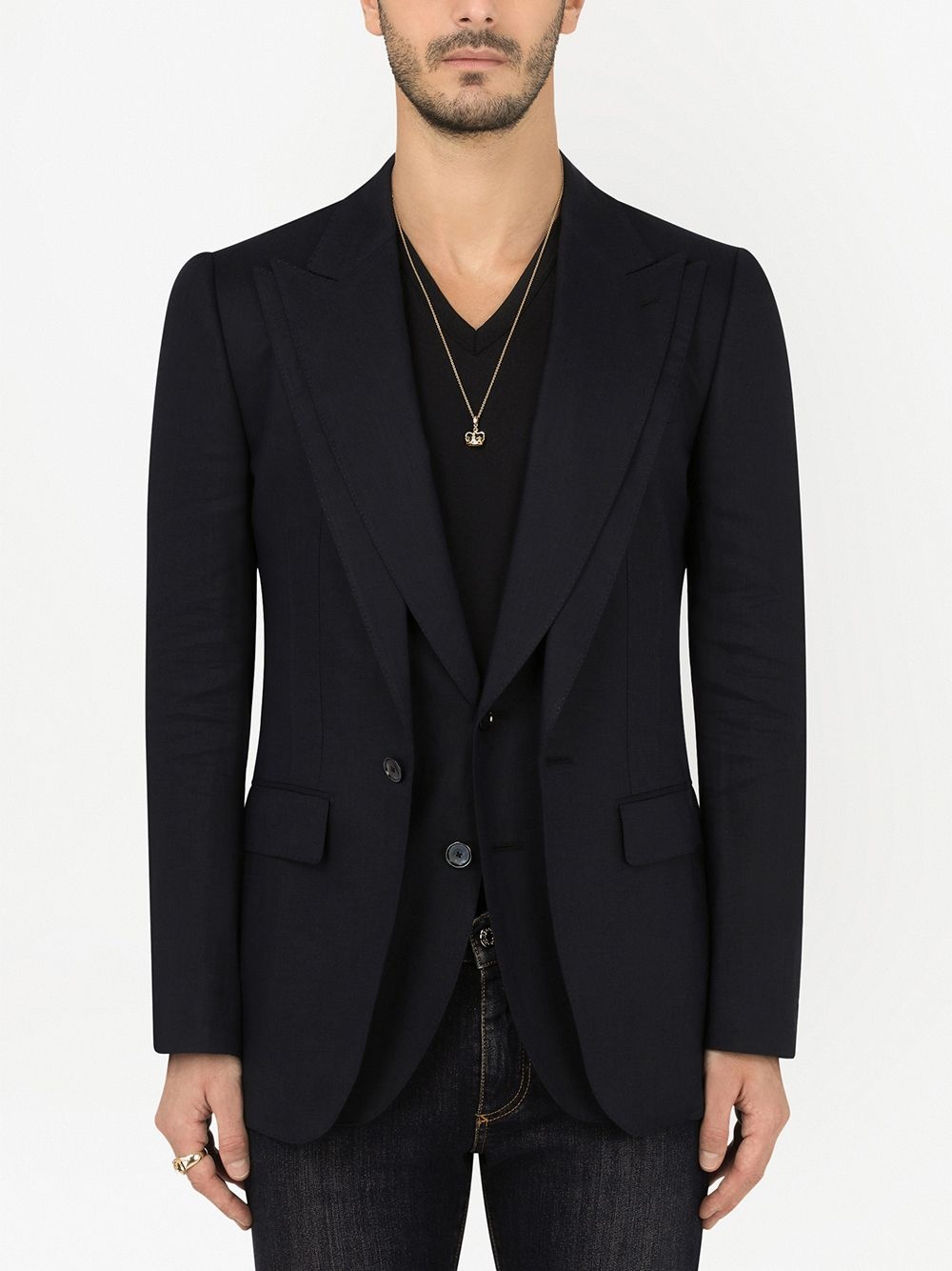 layered single-breasted blazer - 3