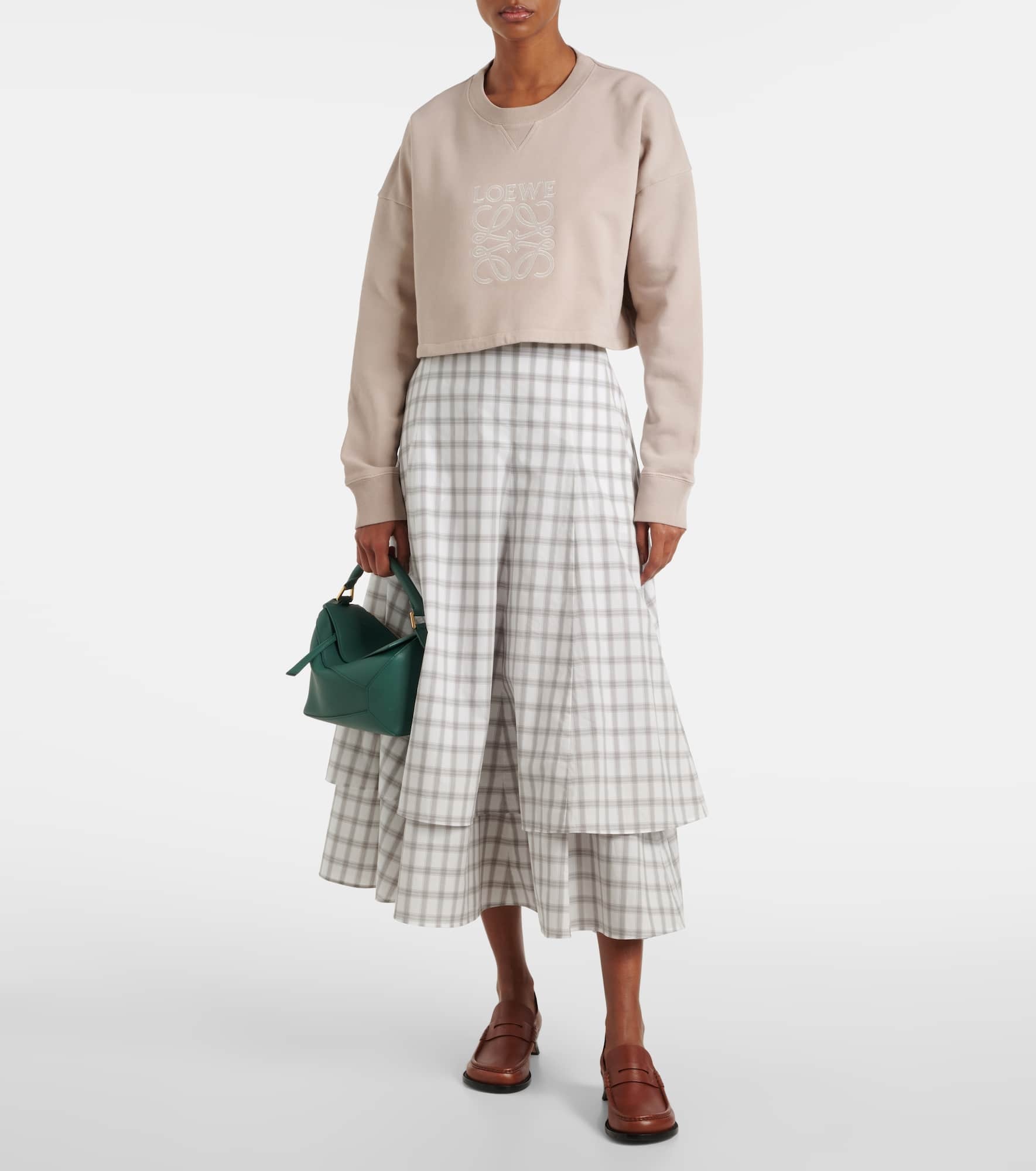 Anagram cropped cotton jersey sweatshirt - 2