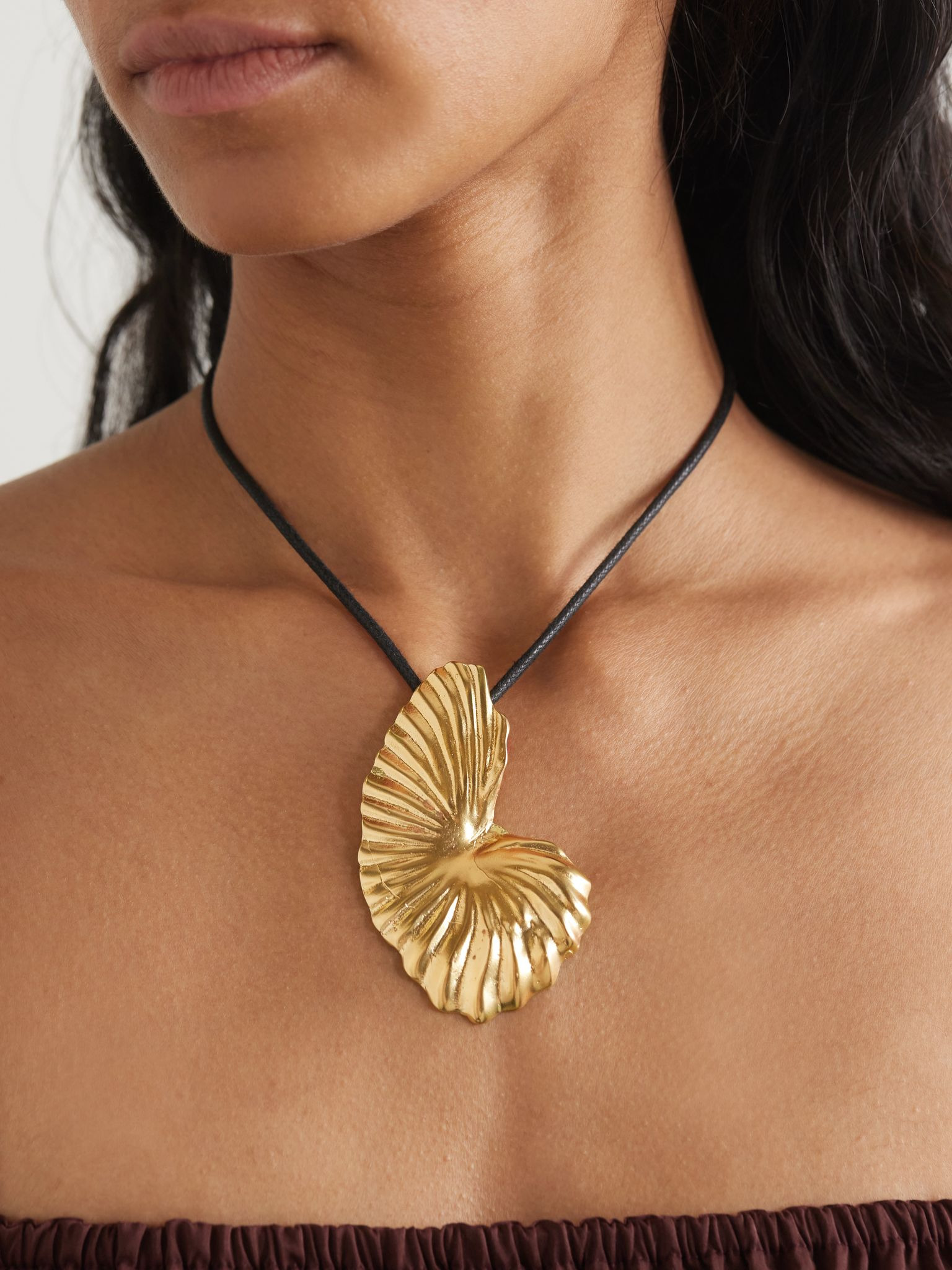The Birth of Venus gold-plated and cord necklace Gold - 5