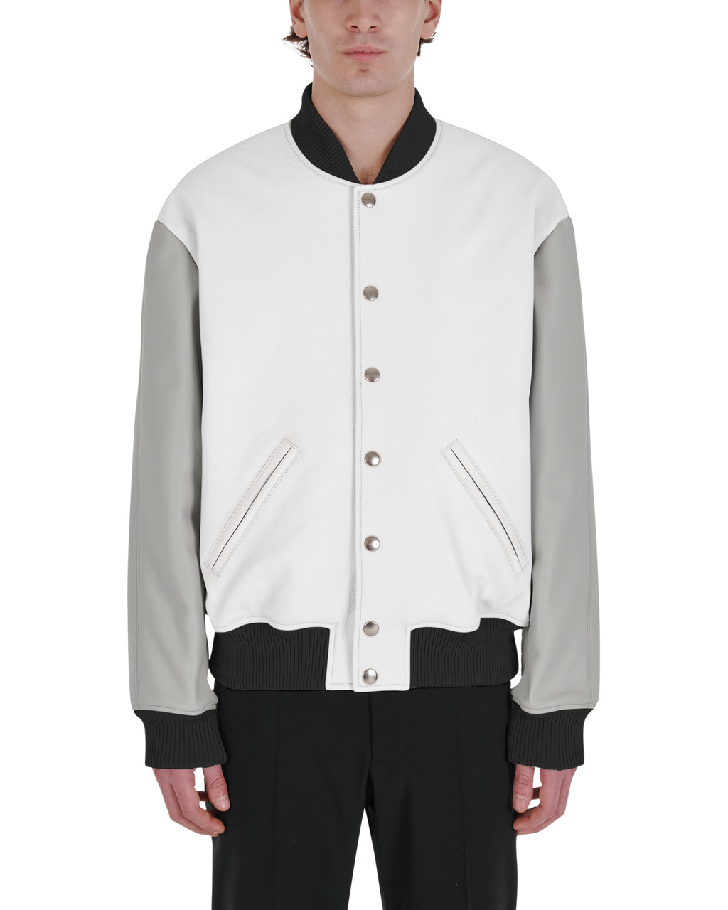 EMBROIDERED LEATHER LOGO VARSITY JACKET - 2