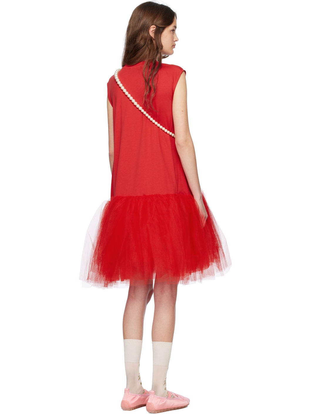 Red Relaxed Ballet Tutu Midi Dress - 3