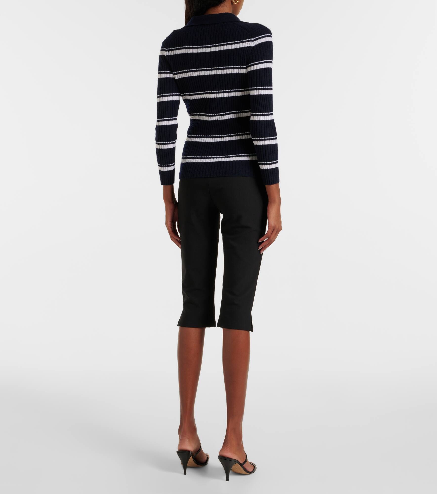 Striped cashmere and silk polo sweater - 3
