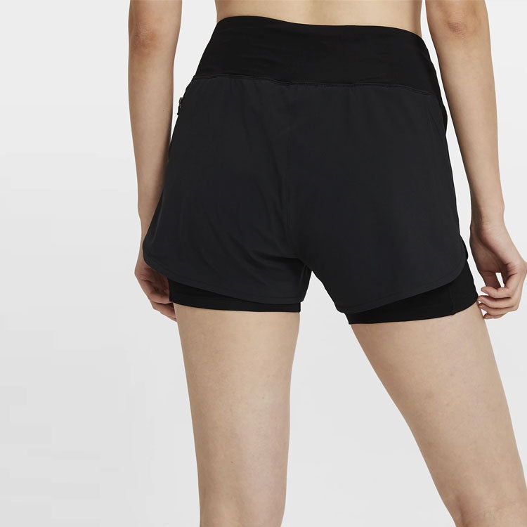 (WMNS) Nike Eclipse 2-in-1 Running Training Solid Color Sports Woven Shorts Black CZ9571-010 - 6