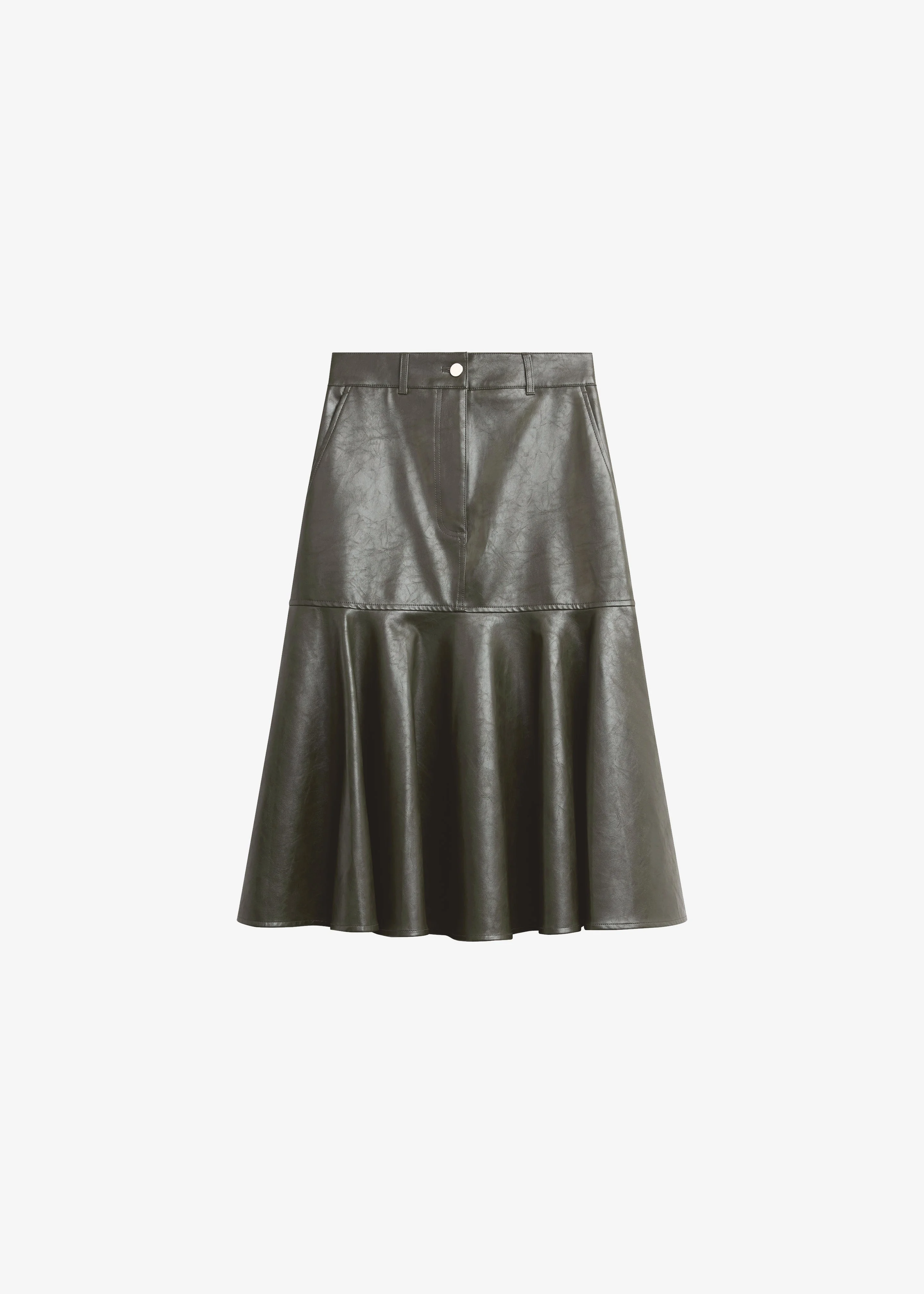 Arvika Faux Leather Mermaid Skirt - Dark Olive - 1