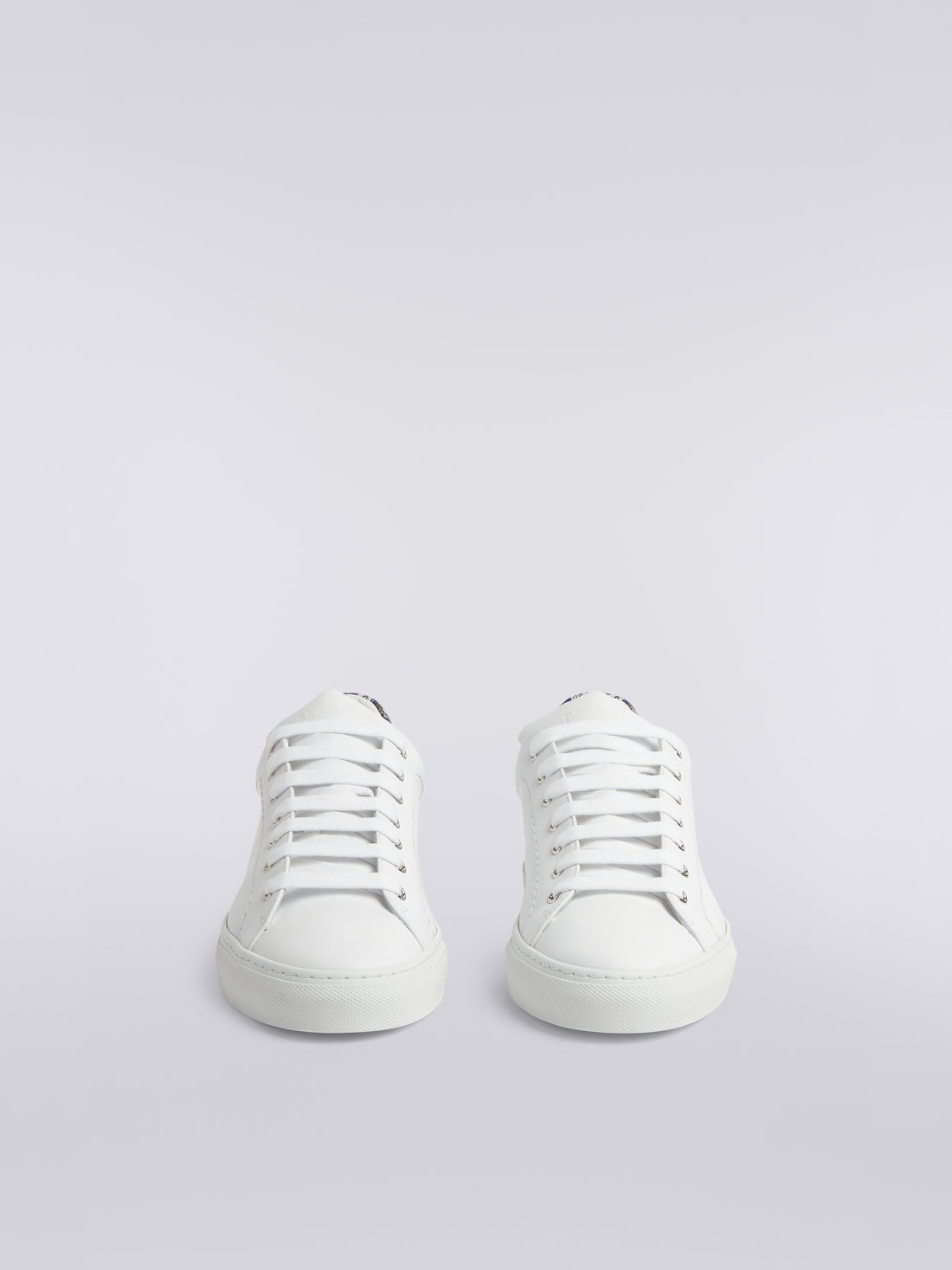 Leather trainers with chevron knit details - 3