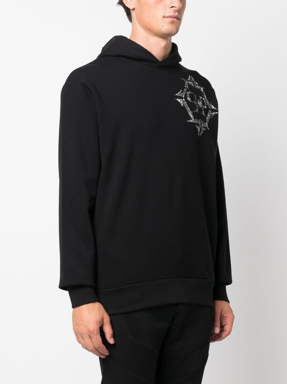 Chrome rhinestone-embellished hoodie - 3
