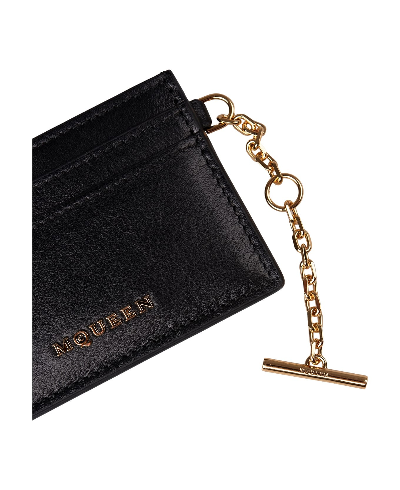 Sling Card Holder In Black And Gold - 3