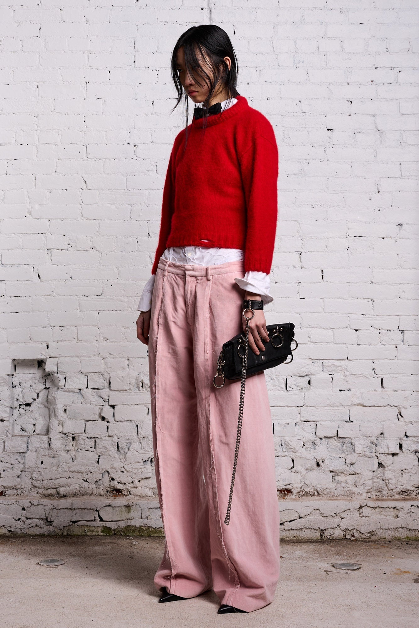 INVERTED TROUSER - PINK VELVET - 3