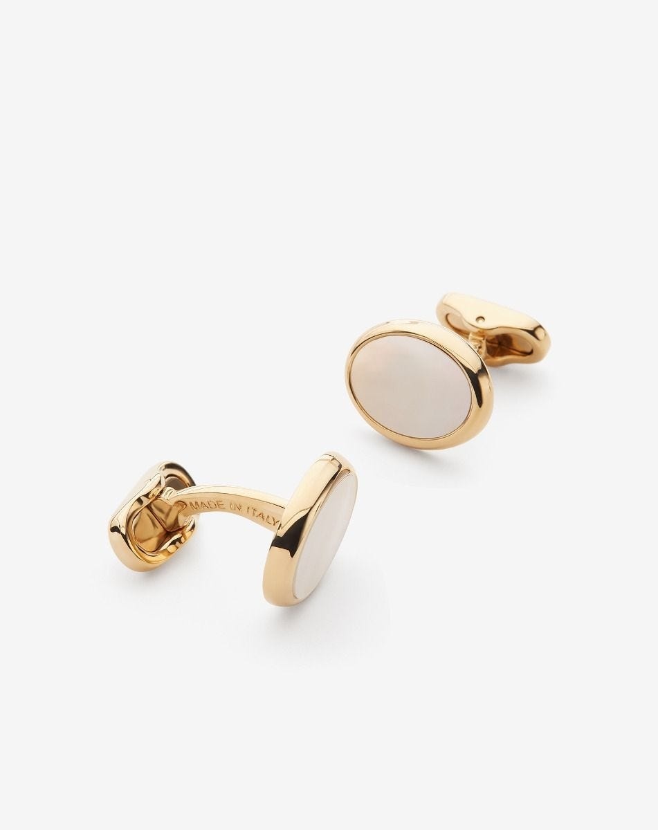 Gold-tone brass cufflinks with mother of pearl - 2