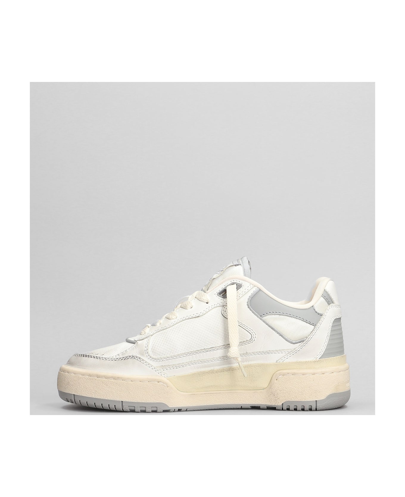 Forty 2 Sneakers In White Leather And Fabric - 3